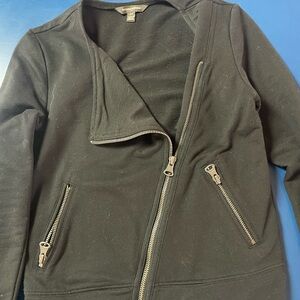 Banana Republic Black Leather Jacket with Zipper Accents